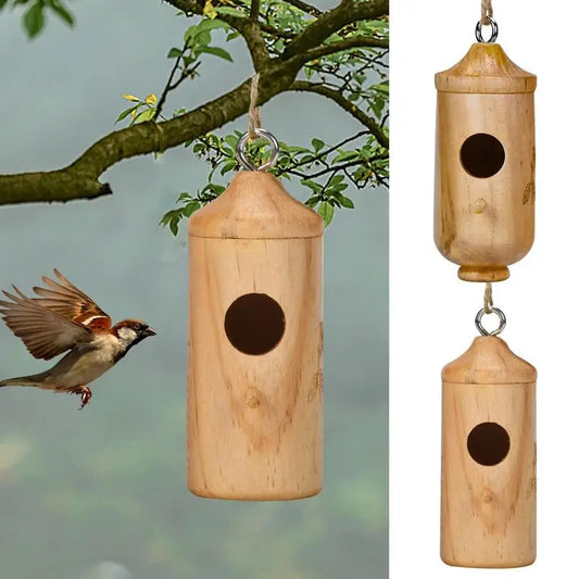 Wooden Hummingbird House Wild Bird Tree Hanging Feeder for Outdoor Garden Yard Decoration Swallow Sparrow Nesting Supplies