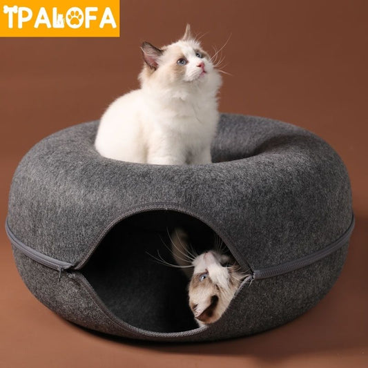 Felt Pet Cat House Cat Tunnel Bed Cats Interactive Toys Funny Kitten Large Cat Exercising Toy Removable Pet Products Cat Villa