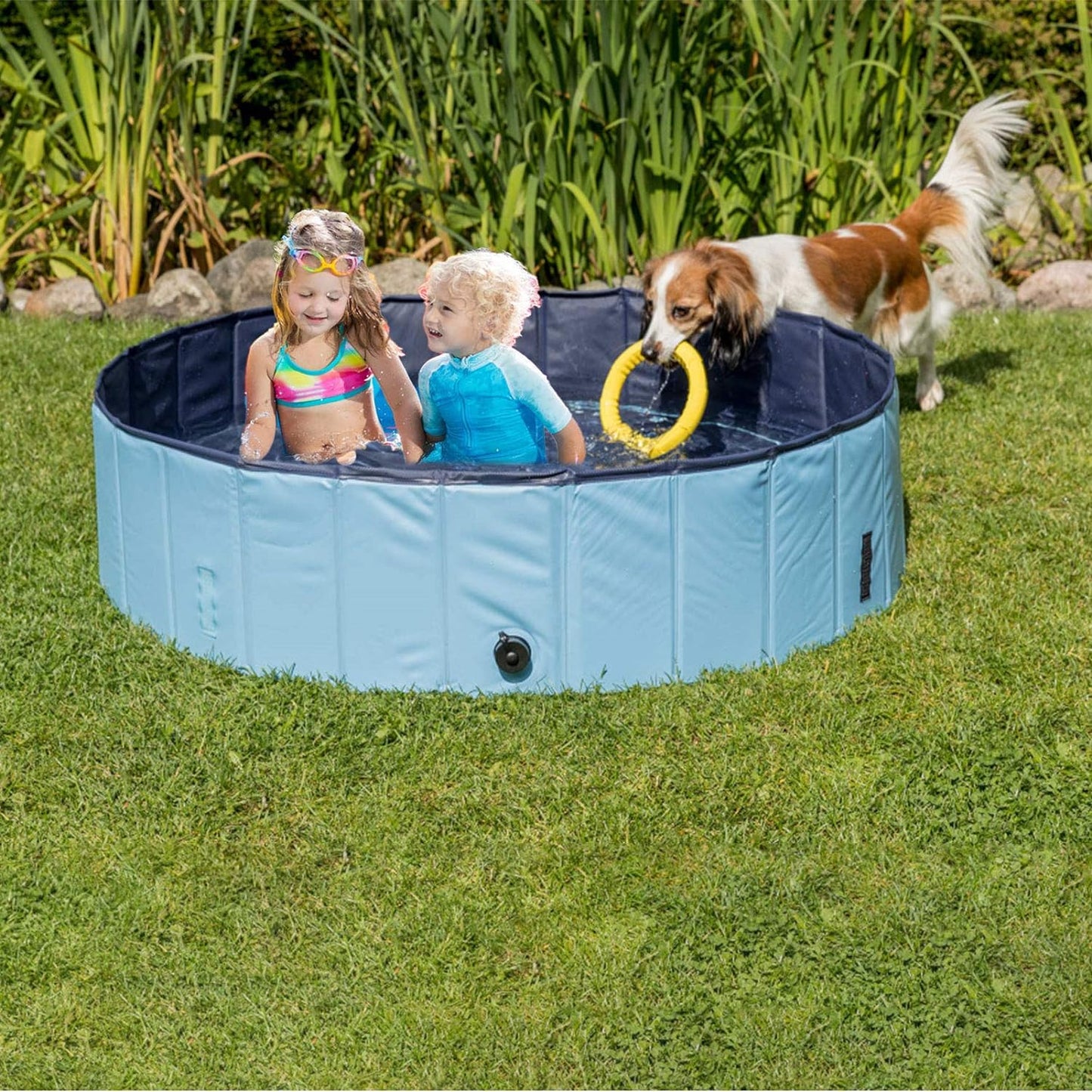 "Foldable Dog Swimming Pool - Large Size for Big Dogs, Kids, and Pets - Anti-Slip PVC Bathtub (63'' * 12'')"